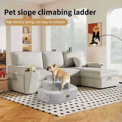 Non-Slip Sturdy Foam Pet Steps with 3 Steps and Washable Cover for Small Dogs and Cats