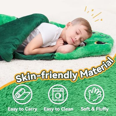 Super Soft Toddler Nap Mat with 2-in-1 Pillow and Thickened Plush for Preschool Slumber Bag