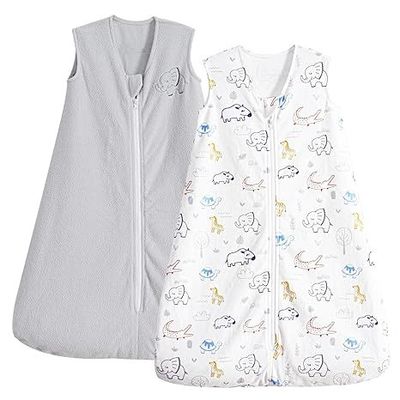 2 Pack Micro-Fleece Baby Sleep Sack with 2-Way Zipper - Comfortable Wearable Blanket for Safe and Warm Sleep