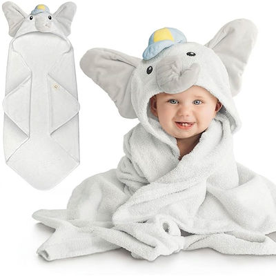 Organic Baby Absorbent Towel with Hood , 100% Cotton Hooded Baby Towels for Newborns, Infants