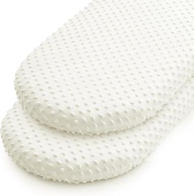 Minky Dot Bassinet Fitted Sheet Set of 2,  Soft and Warm Fleece Cradle Sheets for Boys and Girls