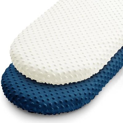 2 Piece Minky Dot Bassinet Fitted Sheet,  Soft and Warm Fleece Cradle Sheets for Boys and Girls