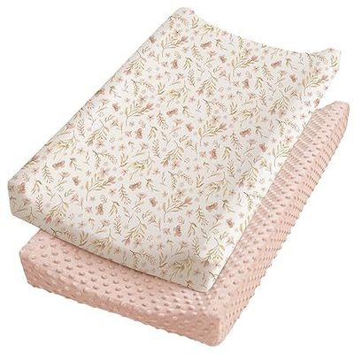 Breathable Changing Pad Cover 2 Pack, Soft Minky Dots Plush Diaper Changing Table Cover Set