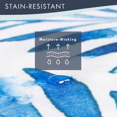 Super Soft Wrinkle Resistant Blue Indigo Palms Pattern Bedding Set, Vibrant Print All-Season Sheet Set