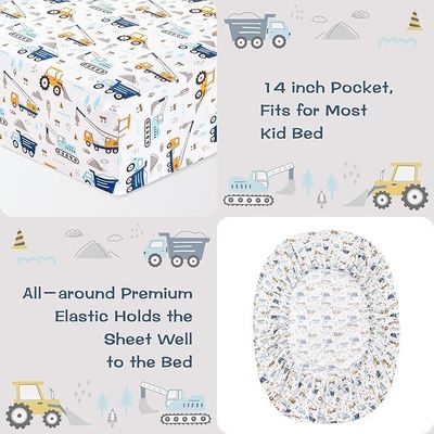 Boys Sheet Set with White Car Pattern,Breathable Silky Soft Microfiber Kids Sheet Set
