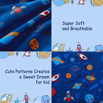 Twin Sheet Set with Space Universe Pattern，Breathable Silky Soft Microfiber Kids Sheet Set