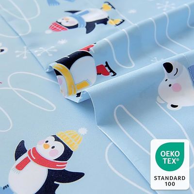 Toddler Sheet Set With Deep Pockets,Wrinkle-Free, Cozy Soft Penguin Skiing Bed Sheet Set