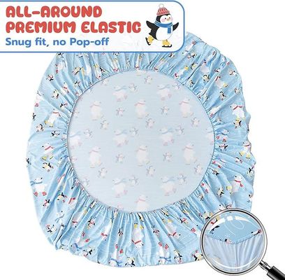 Toddler Sheet Set With Deep Pockets,Wrinkle-Free, Cozy Soft Penguin Skiing Bed Sheet Set