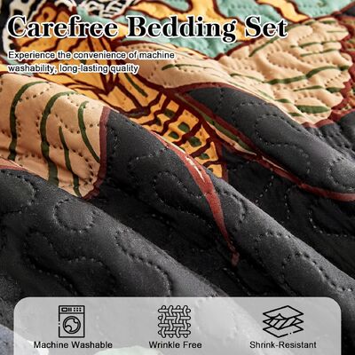 Reversible Farmhouse Botanical Lightweight Microfiber Bedding Quilts Set for All Season