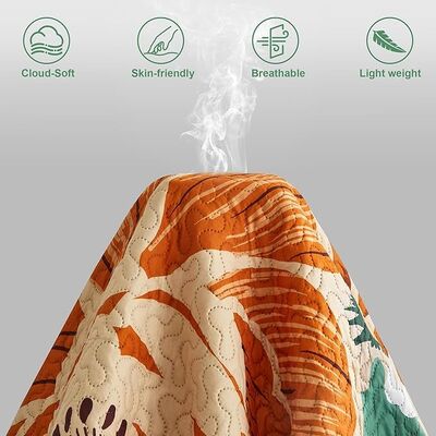 Lightweight Bedspread Coverlet with Microfiber，Farmhouse Botanical Bedding Quilts Set