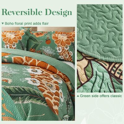 Lightweight Bedspread Coverlet with Microfiber，Farmhouse Botanical Bedding Quilts Set