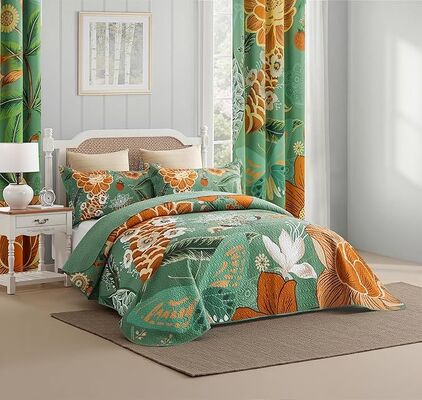 Lightweight Bedspread Coverlet with Microfiber，Farmhouse Botanical Bedding Quilts Set