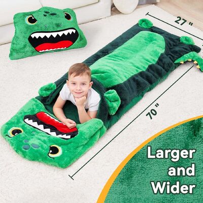Super Soft Toddler Nap Mat with 2-in-1 Pillow and Thickened Plush for Preschool Slumber Bag