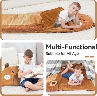 Kid Plush Capybara Slumber Bag, Toddler Girl Boy Nap Mat, 2 In 1 Brown Animal Pillow
