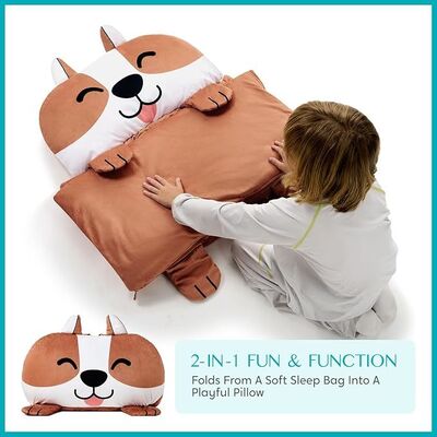 Brown Dog Toddler Nap Mat with Pillow & Blanket 60" x 27" for Kids Ages 3+