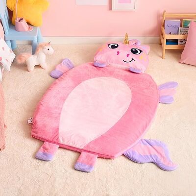 Pink Unicorn Toddler Nap Mat with Pillow & Blanket 60" x 39" for Kids Ages 3+