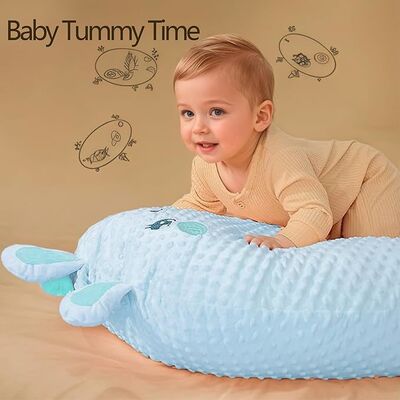 3-in-1 Multifunctional Breastfeeding Pillows with Blue Cat, Baby Nursing Pillow with Sloped Design