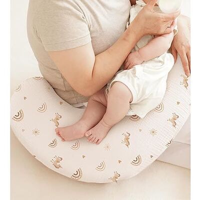 2 Pack Nursing Pillow Covers with Zipper Closure, 100% Cotton Covers for Breastfeeding Pillows