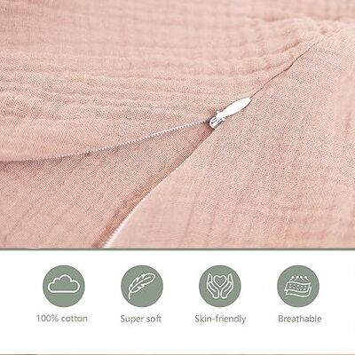 2 Pack 100% Cotton Nursing Pillow Covers, Soft & Adorable Slipcovers with Zipper Closure