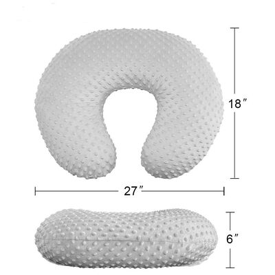 2 Pack Nursing Pillow Cover Set，Grey&Pink Breastfeeding Pillow Slipcover Fits Naked Nursing Pillow