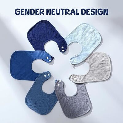 6-Pack Muslin Baby Bibs for Unisex Boys Girls, Cotton Baby Drool Bibs for Drooling and Teething