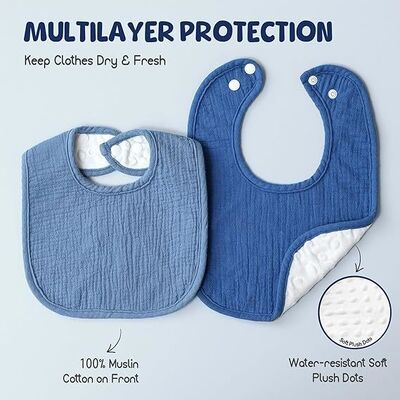 6-Pack Muslin Baby Bibs for Unisex Boys Girls, Cotton Baby Drool Bibs for Drooling and Teething