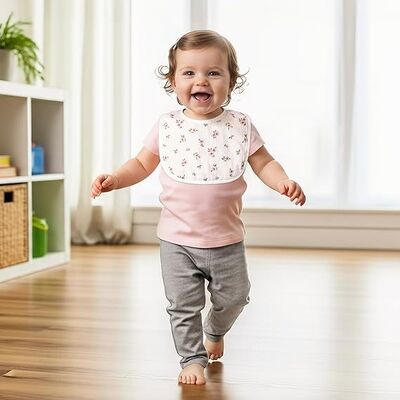 6-Pack Muslin Baby Bibs for Unisex，100%Cotton Baby Drool Bibs with Soft Plush Dots