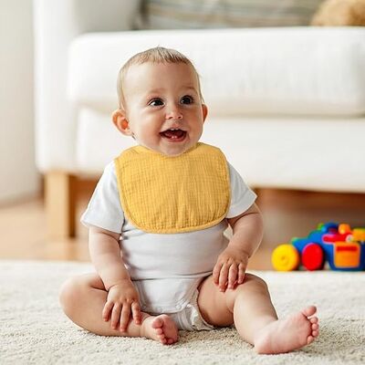 6-Pack Muslin Baby Bibs with Soft Plush Dots for Drooling and Teething Bibs