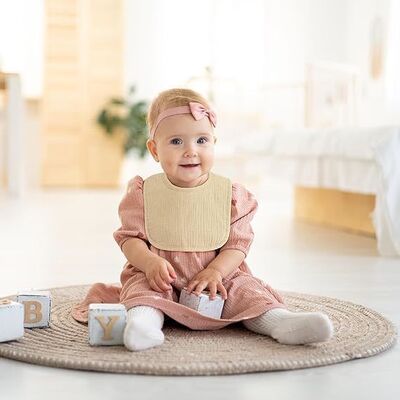 6-Pack Muslin Baby Bibs with Soft Plush Dots for Drooling and Teething Bibs