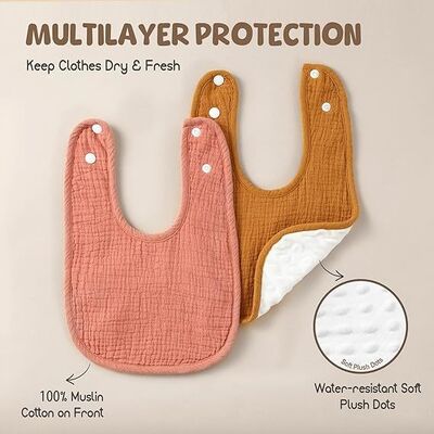 6-Pack Muslin Baby Bibs with Soft Plush Dots for Unisex Boys Girls