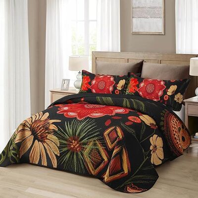 Farmhouse Reversible Lightweight Bedspread Coverlet,Mid Century Microfiber Bedding Quilts Set