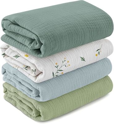 Muslin Swaddle Blankets for Baby, 4-Pack Newborn Receiving Blankets 40 x 38 inches