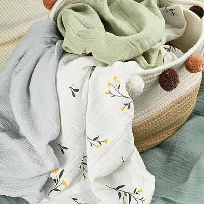 4-Pack Muslin Swaddle Blankets for Baby, Newborn Receiving Blanket 40 x 38 inches