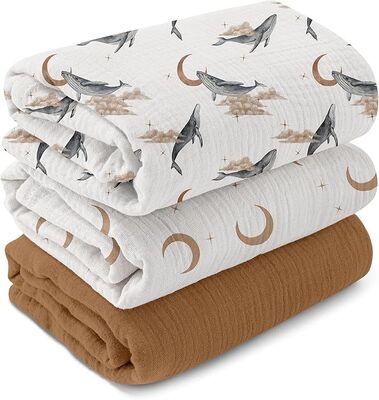 3-Pack Baby Swaddle Blankets，100% Cotton Receiving Blanket with Nebula Drifter