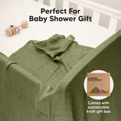 4-Pack Organic Muslin Swaddle Blankets for Newborns, Soft & Breathable Receiving Baby Blankets