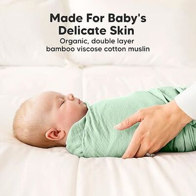 4-Pack Muslin Swaddle Blankets，Soft & Breathable Receiving Blankets for Baby