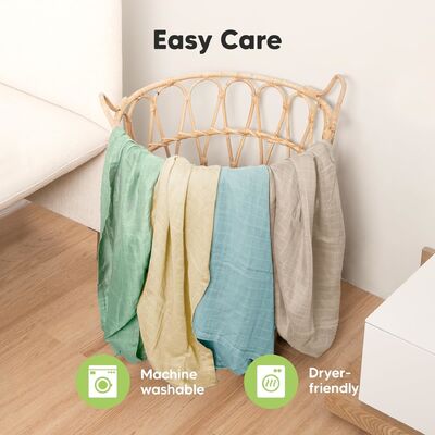 4-Pack Muslin Swaddle Blankets，Soft & Breathable Receiving Blankets for Baby