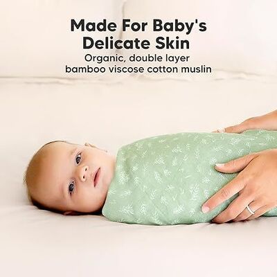 4-Pack Organic Baby Swaddles for Newborns,Soft & Breathable Receiving Blankets
