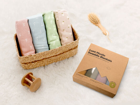 4-Pack Organic Baby Swaddles for Newborns,Soft & Breathable Receiving Blankets