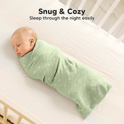  4-Pack Organic Baby Swaddles for Newborns,Muslin Swaddle Blankets with Wild Bloom