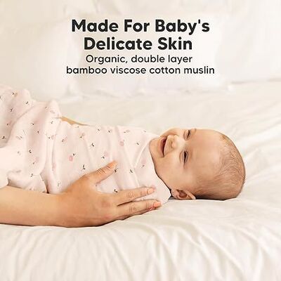  4-Pack Organic Baby Swaddles for Newborns,Muslin Swaddle Blankets with Wild Bloom