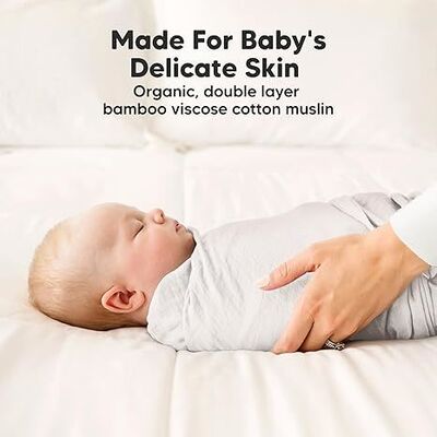 4-Pack Cotton Baby Swaddles for Newborns,Muslin Swaddle Blankets with Nimbus Color