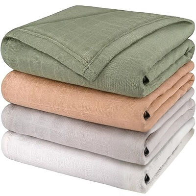 4-Pack Soft & Breathable Muslin Swaddle Blankets with Pine Color for Newborns