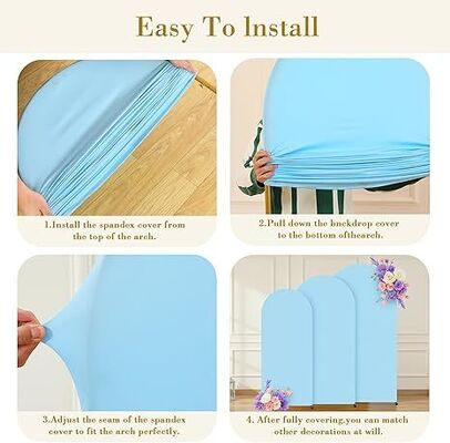 Blue Wedding Arch Backdrop Covers, Round Top Cover For Birthday Party Ceremony