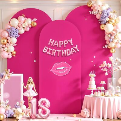 Hot Pink Arch Cover 3 Set,Spandex Fitted  Arch Stand Covers  for  Party Background Decorations
