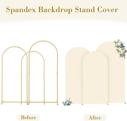 3 Piece Beige Arch Covers Set, Arch Backdrop Cover Spandex Wedding Arch Stand Covers