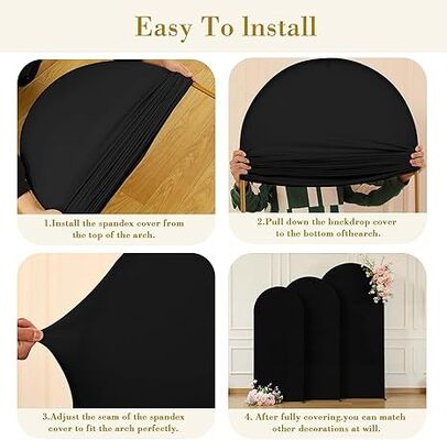3 Piece Black Arch Covers Set, Arch Backdrop Cover Spandex Wedding Arch Stand Covers