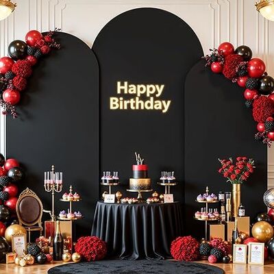 3 Piece Black Arch Covers Set, Arch Backdrop Cover Spandex Wedding Arch Stand Covers