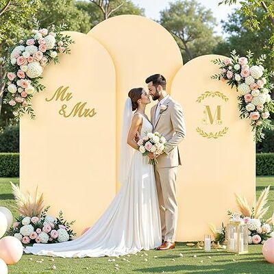 Champagne Arch Covers 3 Piece,Spandex Arch Backdrop Cover for Wedding、 Baby Shower 、Birthday Party 