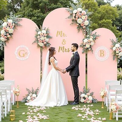 3 Piece Dusty Rose Arch Covers ,Spandex Arch Backdrop Cover for Wedding、 Baby Shower 、Birthday Party 